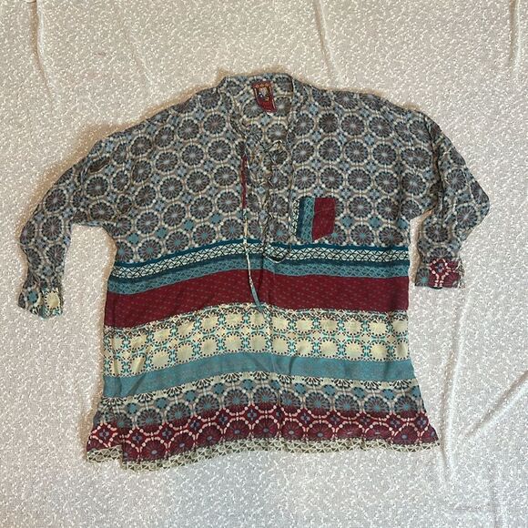 JOHNNY WAS Patchwork Paisley Boho Tunic Top Blouse SMALL Medium Oversized - Picture 1 of 11